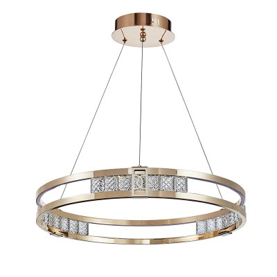 Modern Light Luxury Round Crystal Pendant LED Chandelier AQ-90008-G80W