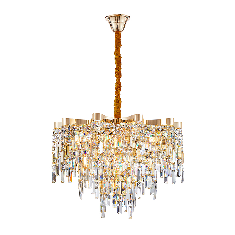 Light Luxury Crystal Lamp Modern Geometric Chandelier AQ-90005D-18G